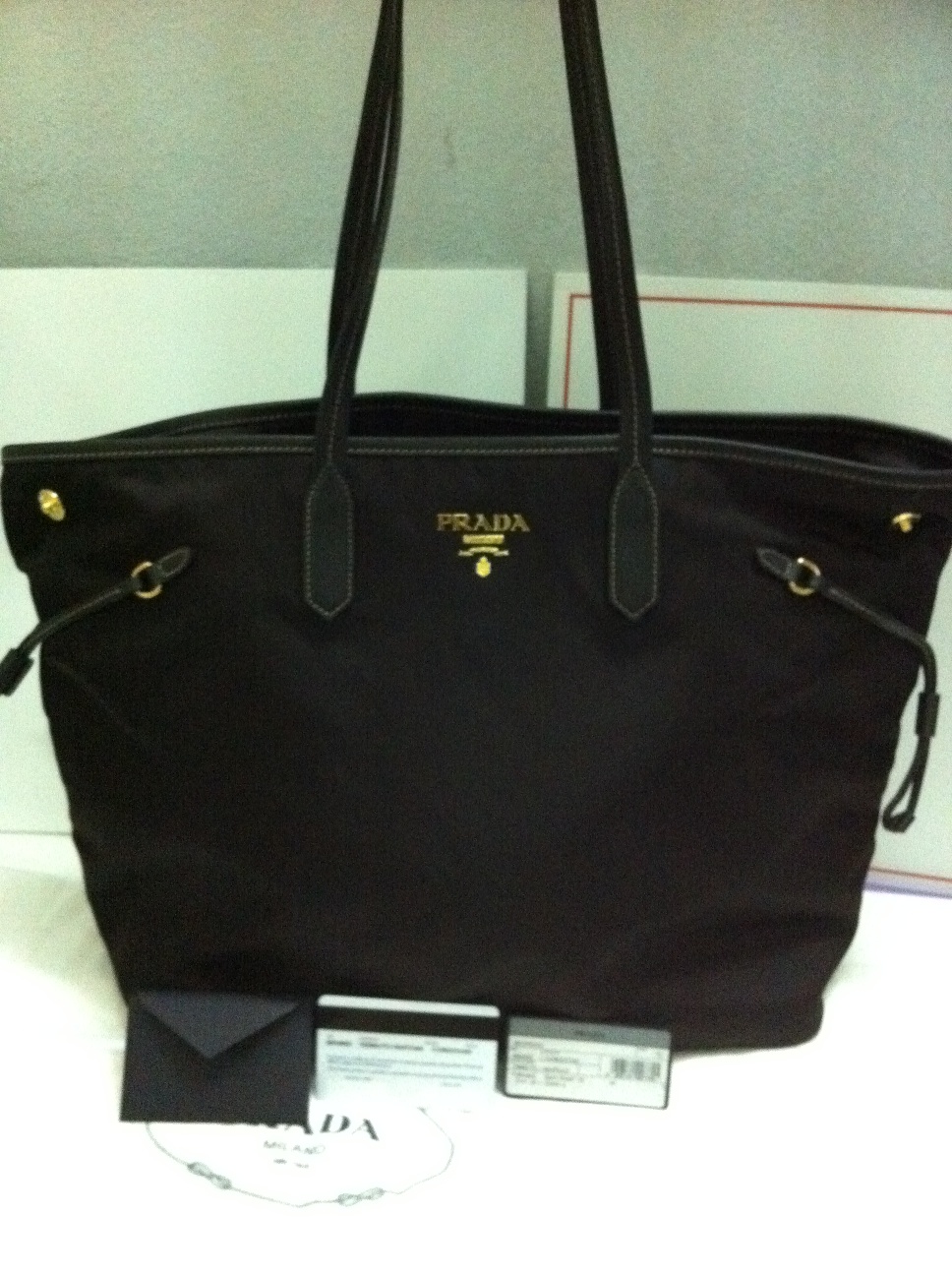 Authentic Luxury Items @ Bargain Price: NWT Prada BR4662 Tessuto Large Shopping Bag Dark Brown