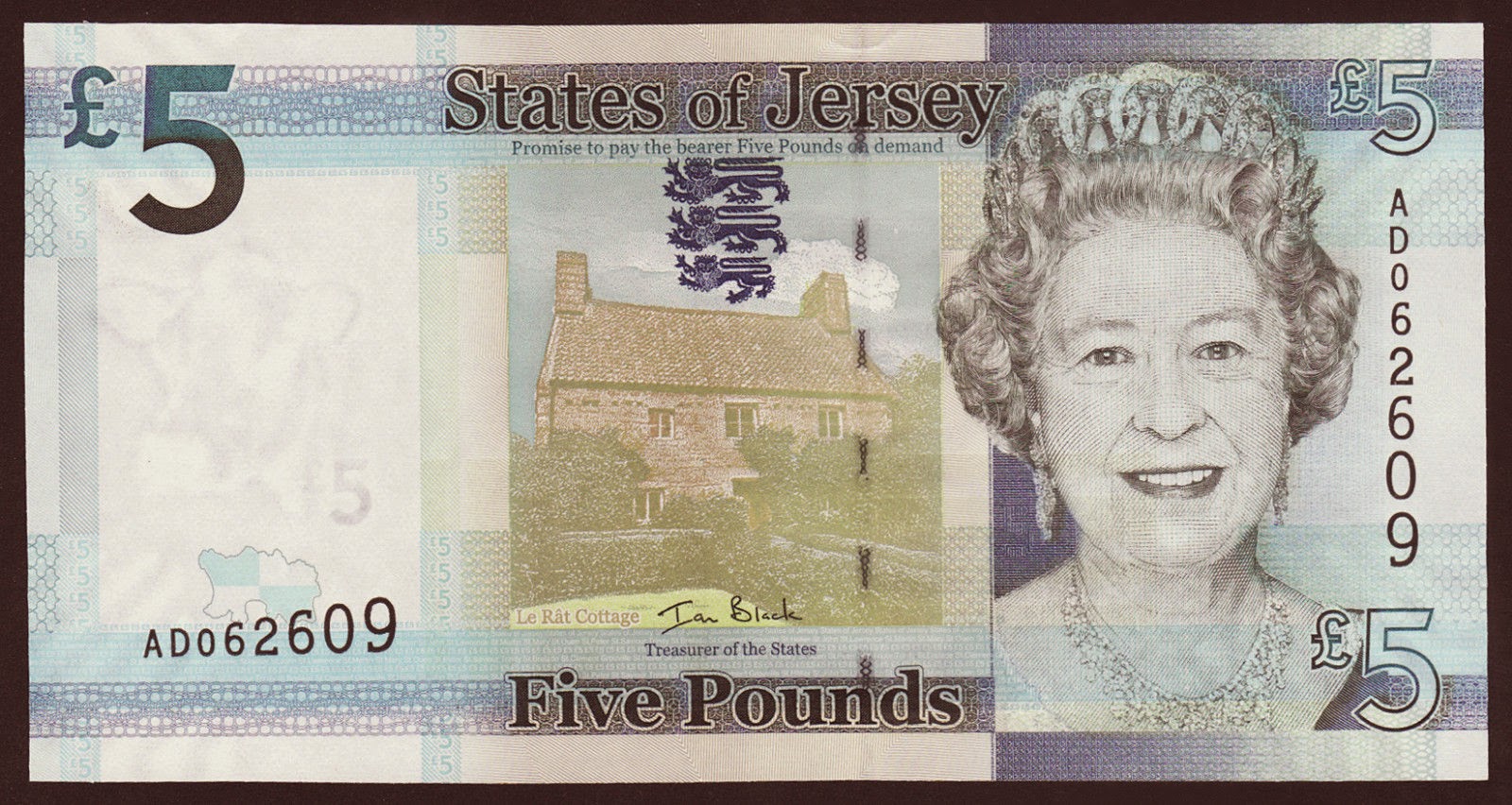 Jersey 5 Pounds banknote 2010 Queen Elizabeth IIWorld Banknotes