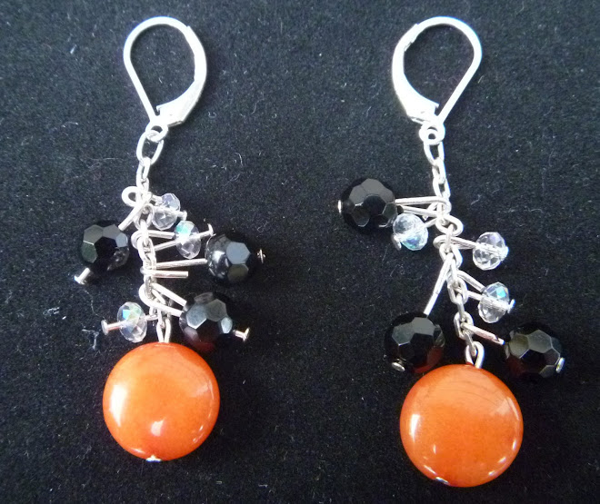 Orange black lever back earrings