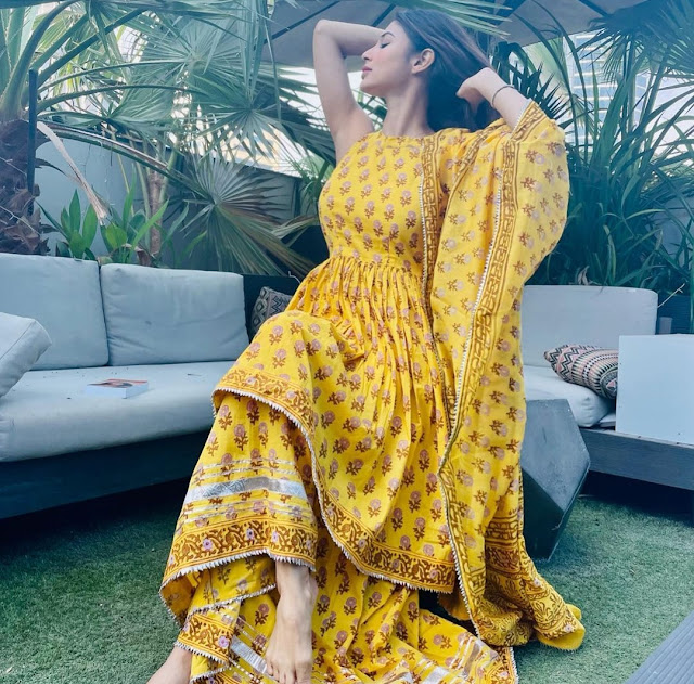 Mouni Roy Looks Glamorous in Yellow Sharara
