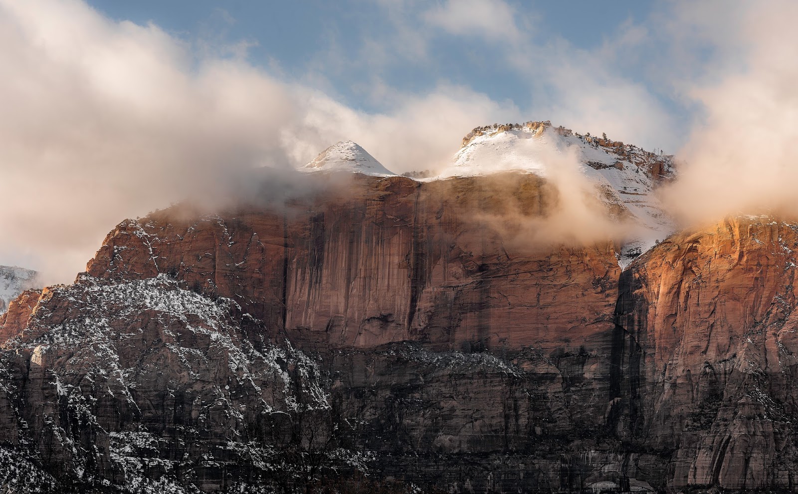 Snowy Rocks in Zion National Park Photography