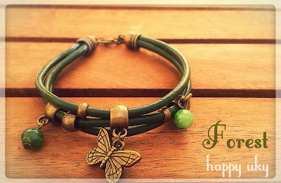 happy uky pulseras forest mariposa verde bracelets  cuero