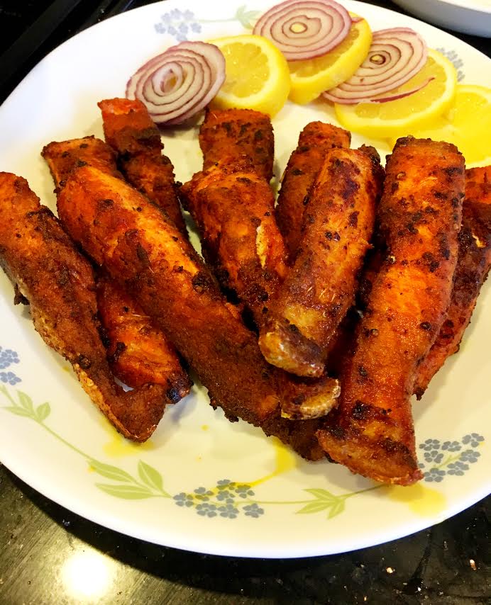 Spice and Rice Spicy Salmon fish fry