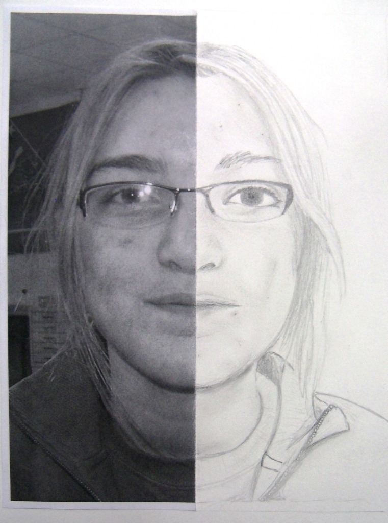 My High School Art Room: From 1/2 the face to the full face.