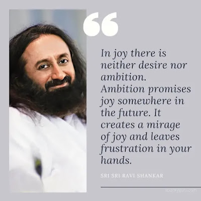 In joy there is neither desire nor ambition. Ambition promises joy somewhere in the future. It creates a mirage of joy and leaves frustration in your hands.