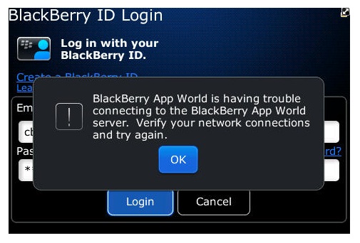 blackberry app world and id problem