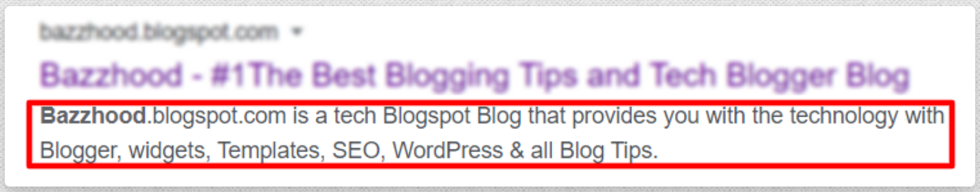 blogger home page Meta Description