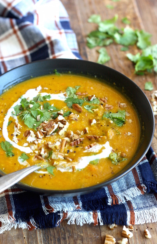 Butternut Squash & Red Lentil Curry Soup by SeasonWithSpice.com