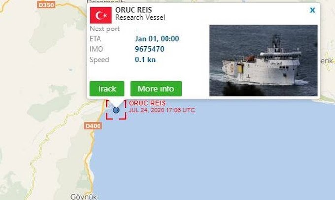 Oruc Reis: Δείτε LIVE πού βρίσκεται ανά πάσα στιγμή το τουρκικό ερευνητικό 