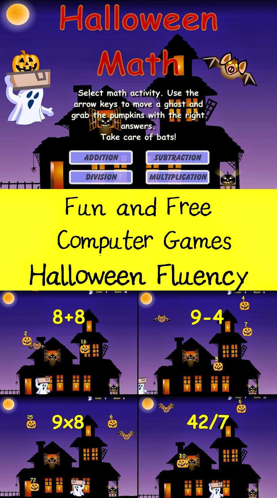 The Elementary Math Maniac: Fun and Free Computer Games: Halloween Math