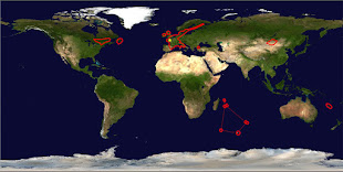 Carte des voyages et sites d'observations