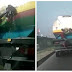 NNPC Tanker's Boy Spotted Using Clothes To Stop Fuel Leakage In Lagos Just Days After Otedola Bridge Explosion