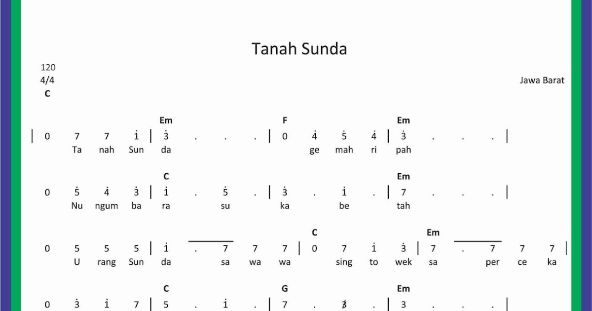 Not Angka Lagu Tanah Sunda Sekitar Musik Not Angka Lagu Tanah Sunda Sekitar Musik
