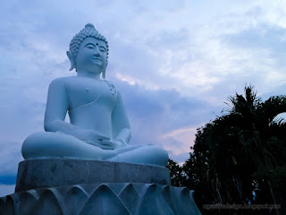 Dhyana Mudra Big White Buddha Meditation Statue At Buddhist Temple North Bali Indonesia