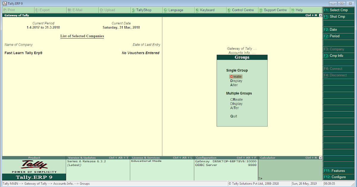 Tally erp 9 Ledger Group