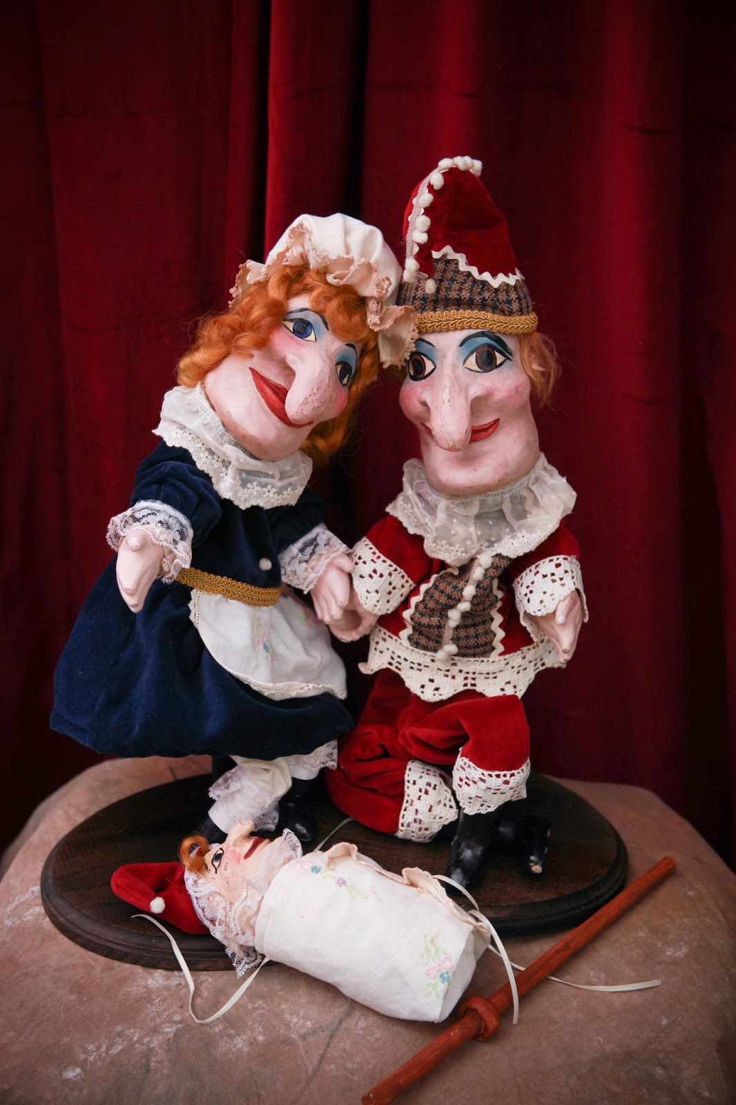 Netherworld Oddities Antique reproduction Punch and Judy puppet dolls Hand sculpted OOAK