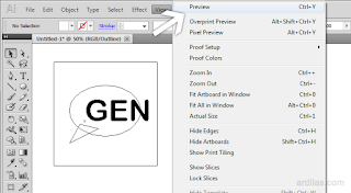 Menu View Preview - Cara Kembali ke Preview / Keluar Dari Outline - Illustrator AI