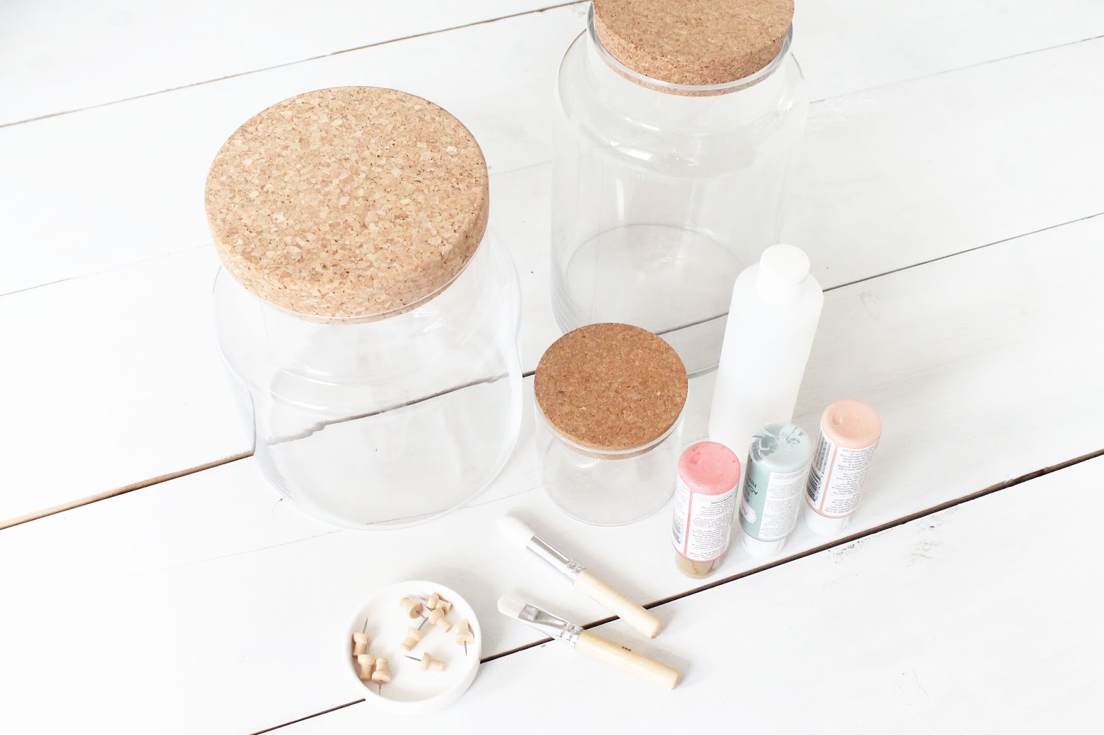 Organize Your Bathroom with Colored Cork Canisters LINDSEY CRAFTER