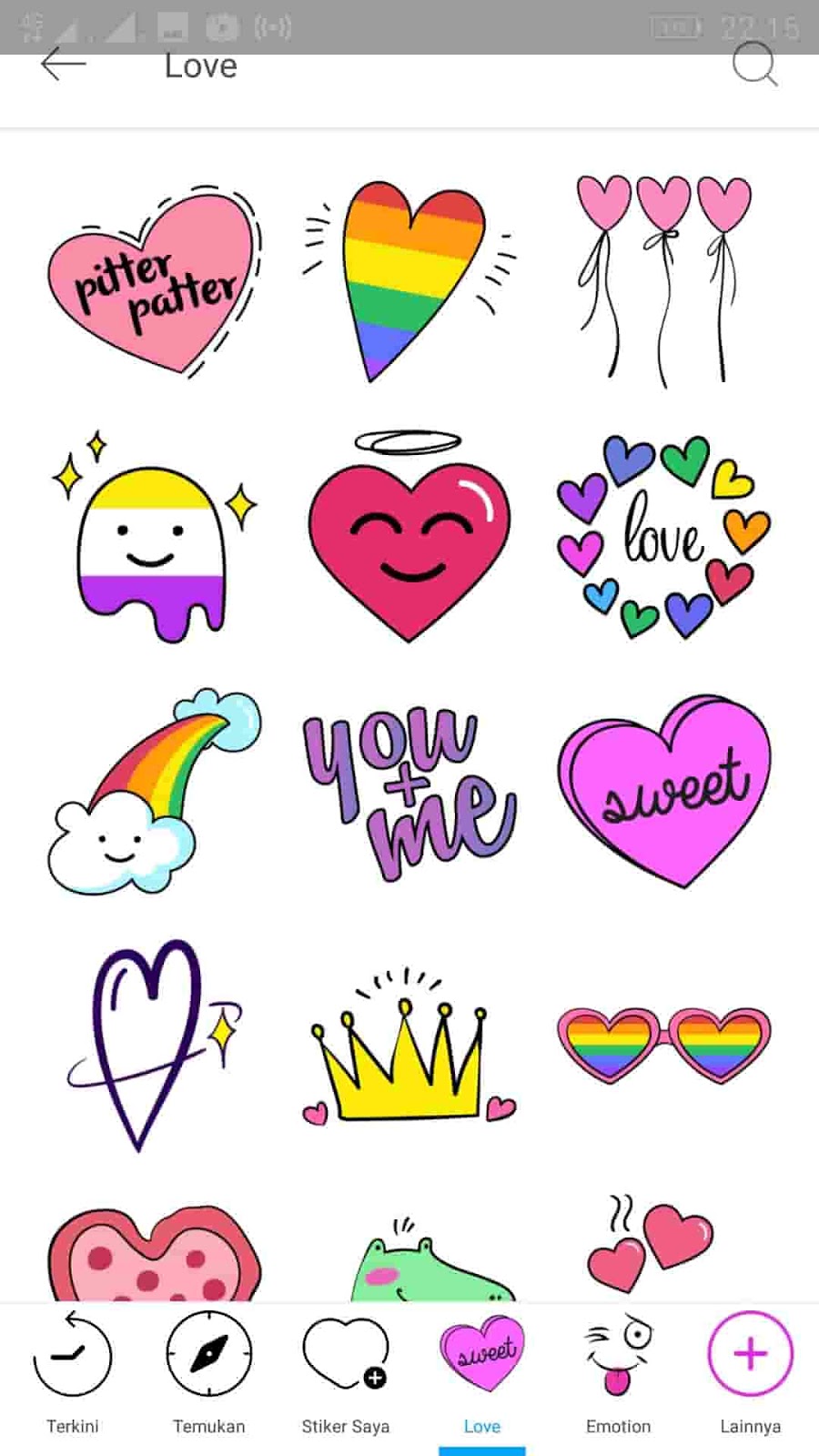 Mentahan Stiker Love Picsart status wa galau