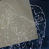 white carbon white tracing paper used on black scratchboard