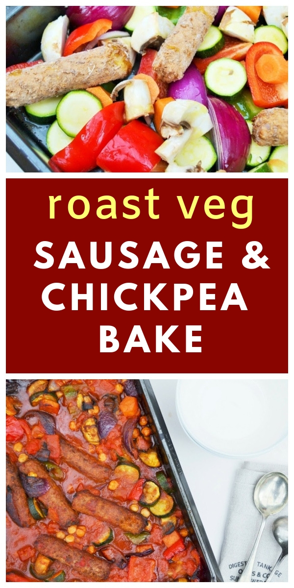 Roast Vegetable Veggie Sausage And Chickpea Bake Tinned Tomatoes roast-vegetable-veggie-sausage-and-chickpea-bake-tinned-tomatoes