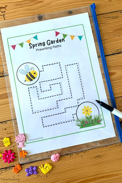 FREE printable Spring themed tracing sheets for toddlers and preschoolers to practice prewriting and fine motor skills.