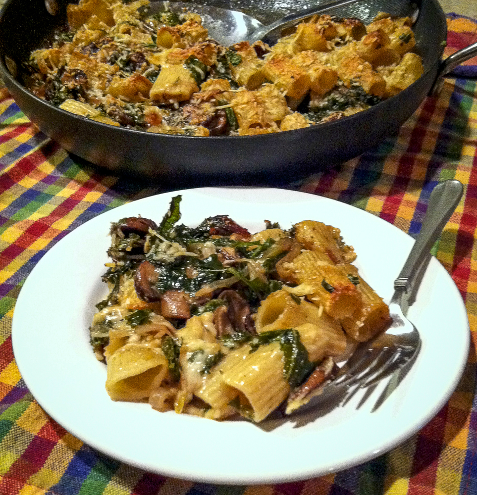 OnTheMove-In the Galley: Marsala Sauced Mushrooms Baked with Kale and Pasta