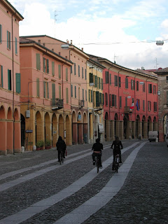 A porticoed street in Correggio