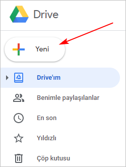 Drive yeni belge