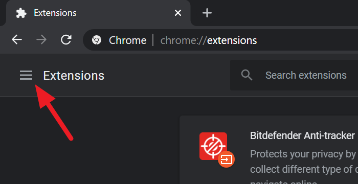 Options d'extension dans Chrome
