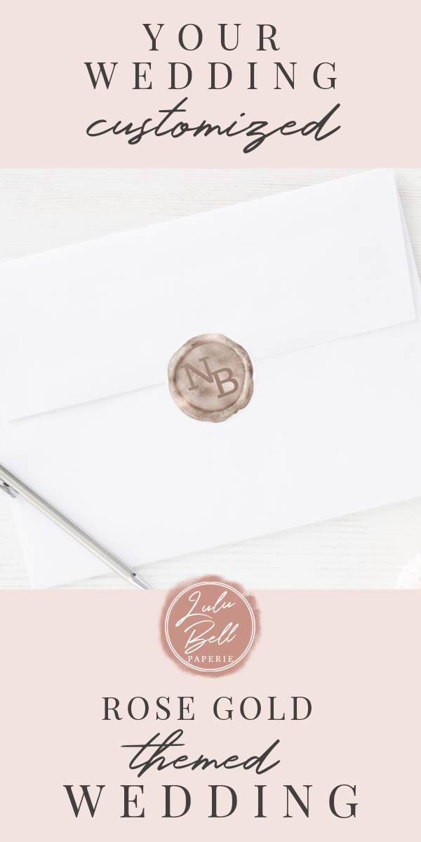 Elegant Rose Gold Plaid Tartan Wedding Wax Seal Stickers