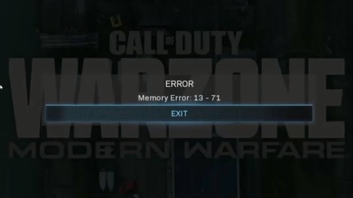 Solucione el error de memoria 13-71 en Call of Duty Modern Warfare y WarZone