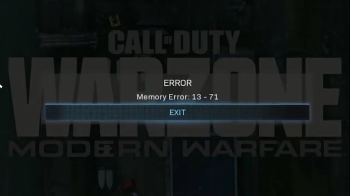 コールオブデューティモダンウォーフェアとウォーゾーンのメモリエラー13-71を修正