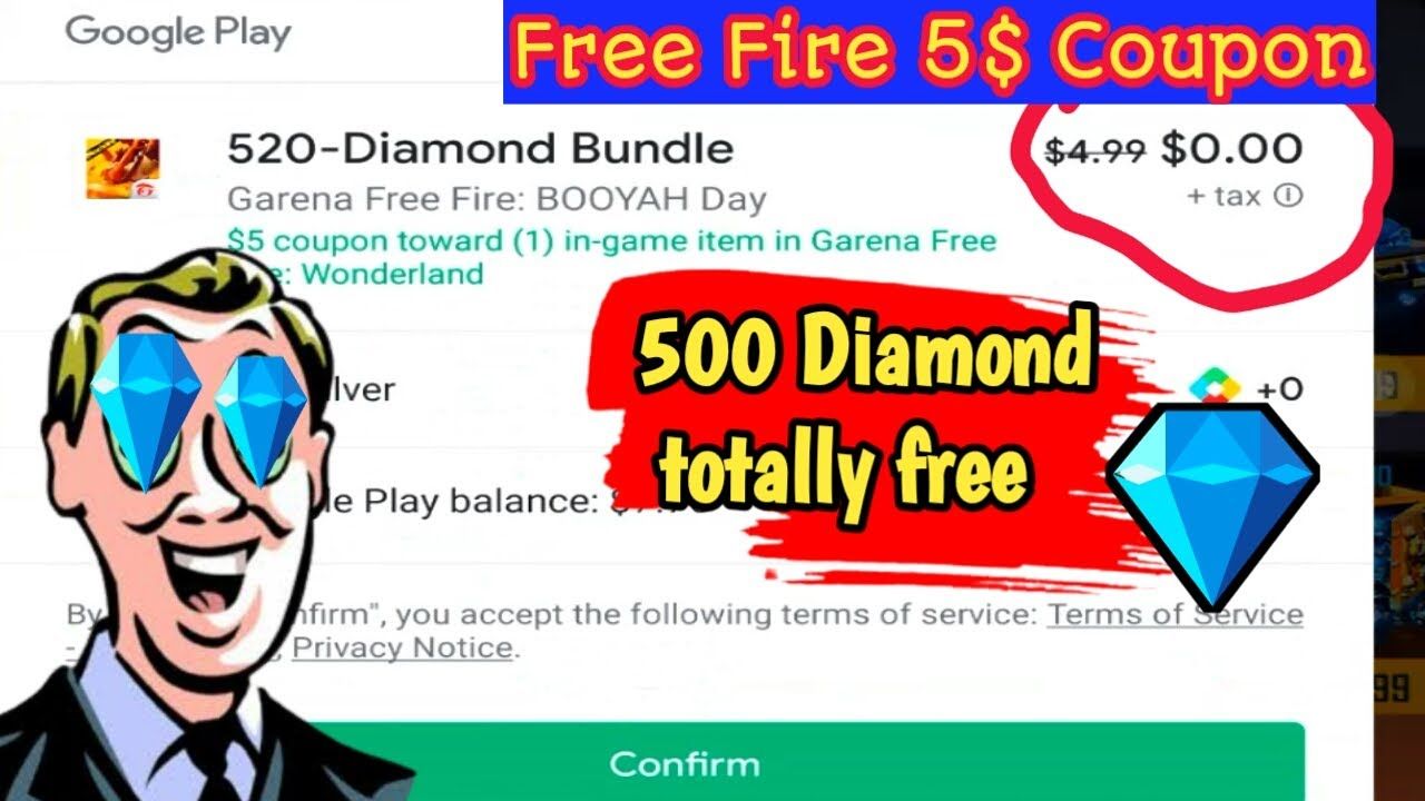 💎Get free 520 diamond by used 5 Garena free fire Playstore coupon