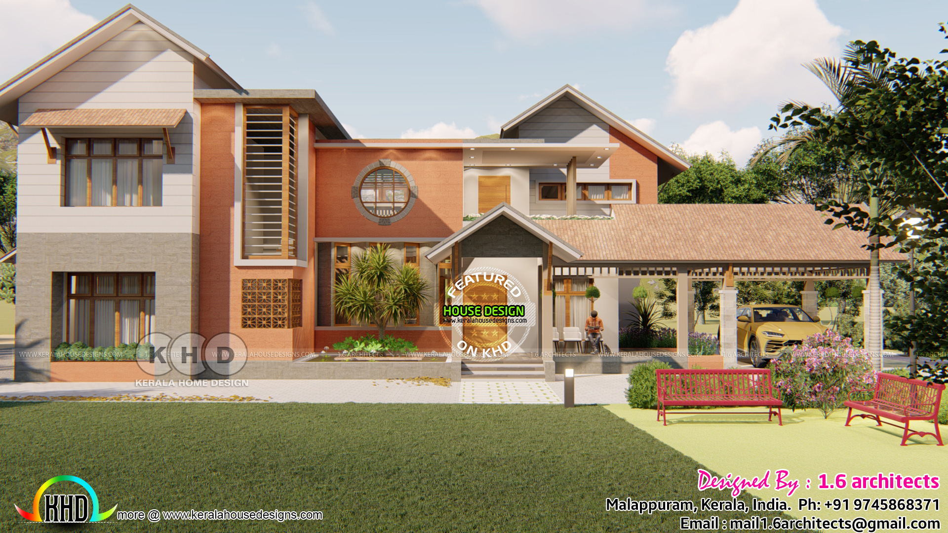 Modern house with interior designs by 1.6 Architects - Kerala home