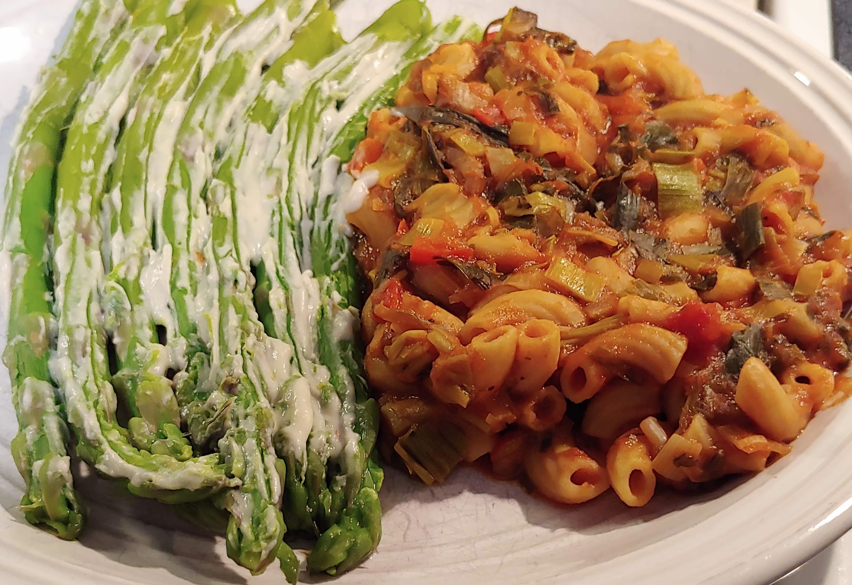 Reluctantly Vegan Whole Wheat Pasta Primavera with Marinara Sauce 