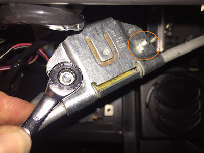 Use an 8mm spanner to loosen these nuts to remove the spindles from the wiper tube Use an 8mm spanner to loosen these nuts to remove the spindles from the wiper tube