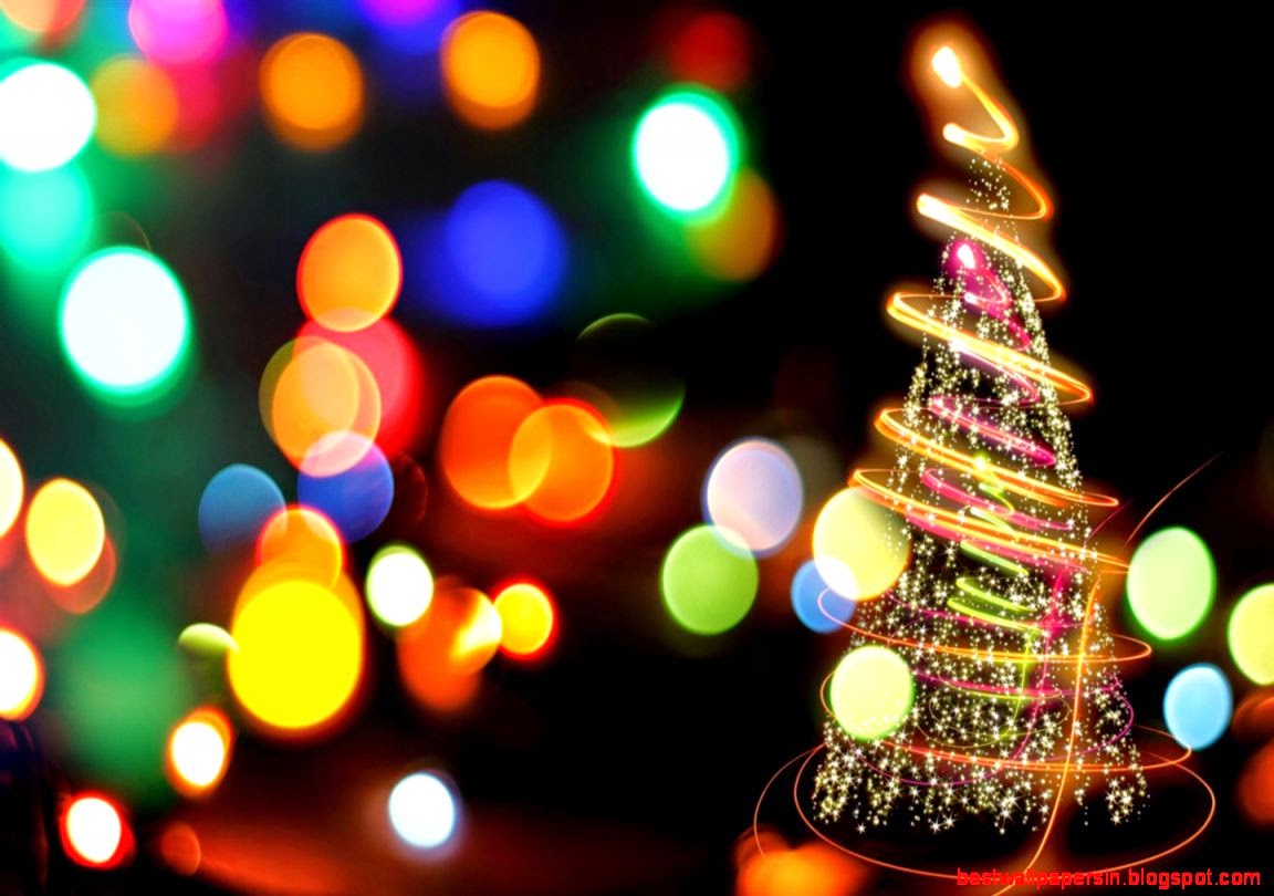 Fire tree beautiful christmas new year colorful lights Wallpaper