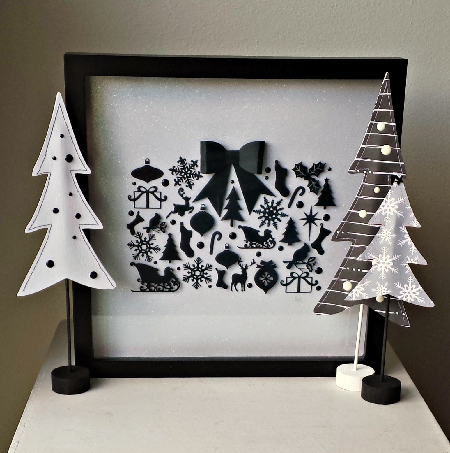 Black & White DIY Christmas Shadow Box, a tutorial featured by top US craft blog, Ameroonie Designs