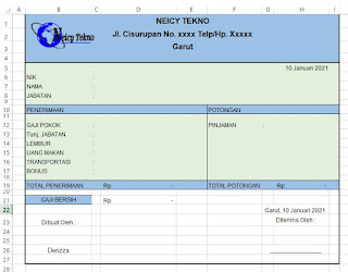 Contoh Format Slip Gaji Karyawan