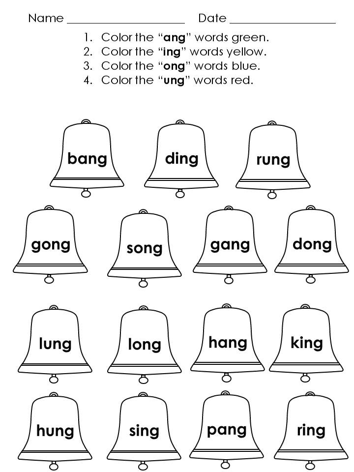 Ang Ing Ong Ung Worksheets Printable Online
