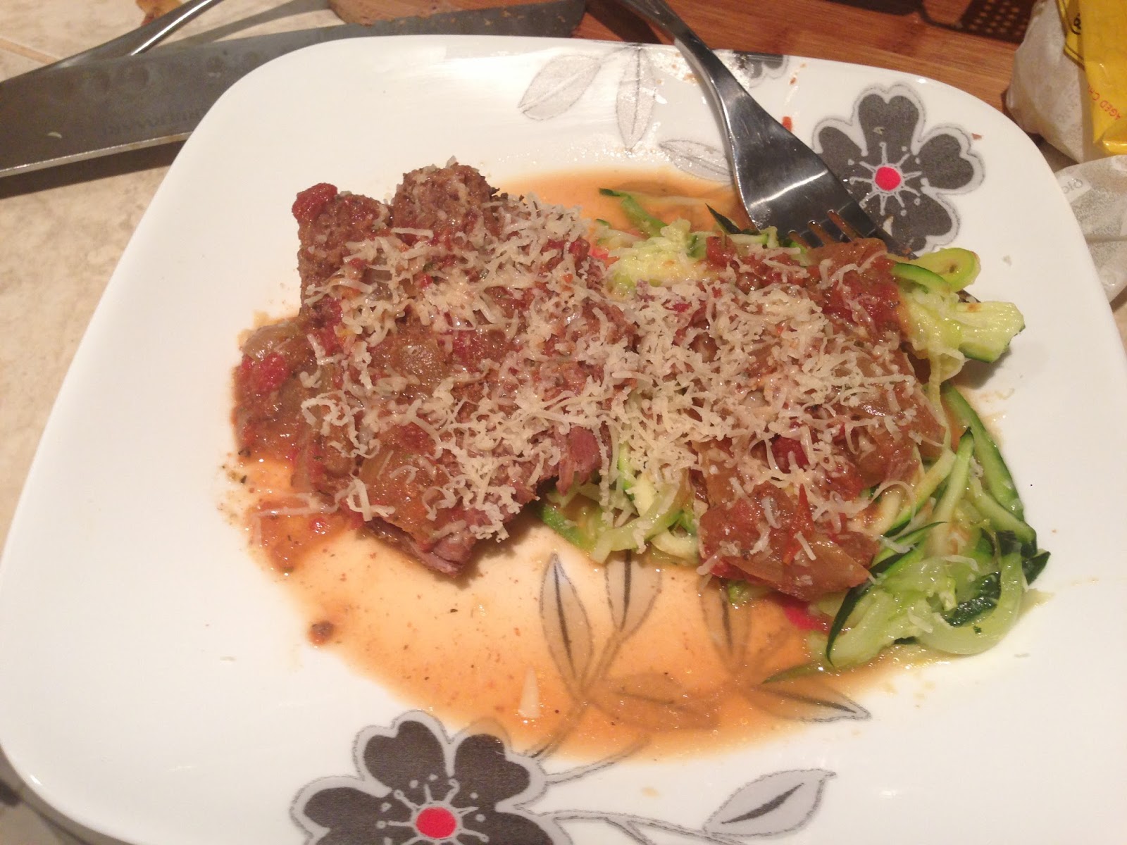 Serious Food for Serious People Pot roast, with sauce and "spaghetti"