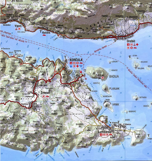 Mapa de Korcula – Croácia