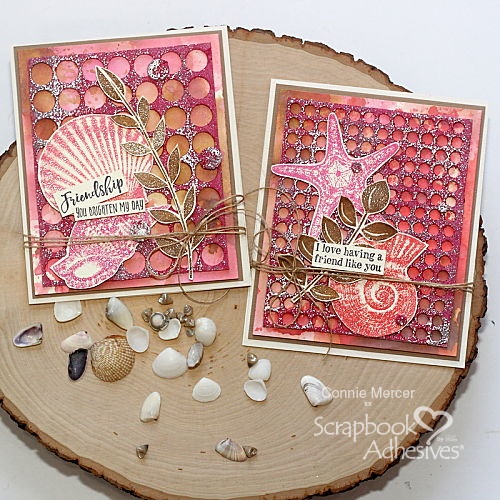 crafty goodies: Sea Shell Cards with Embossed Backgrounds