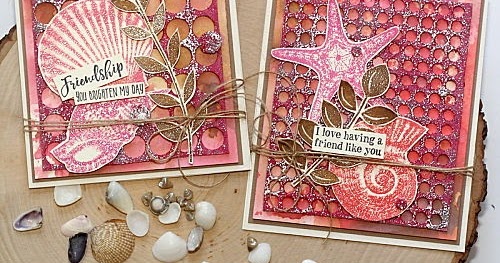 crafty goodies: Sea Shell Cards with Embossed Backgrounds