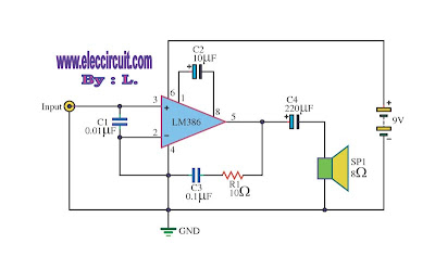9 Volt Audio Power Amplifier - Electronic Circuit