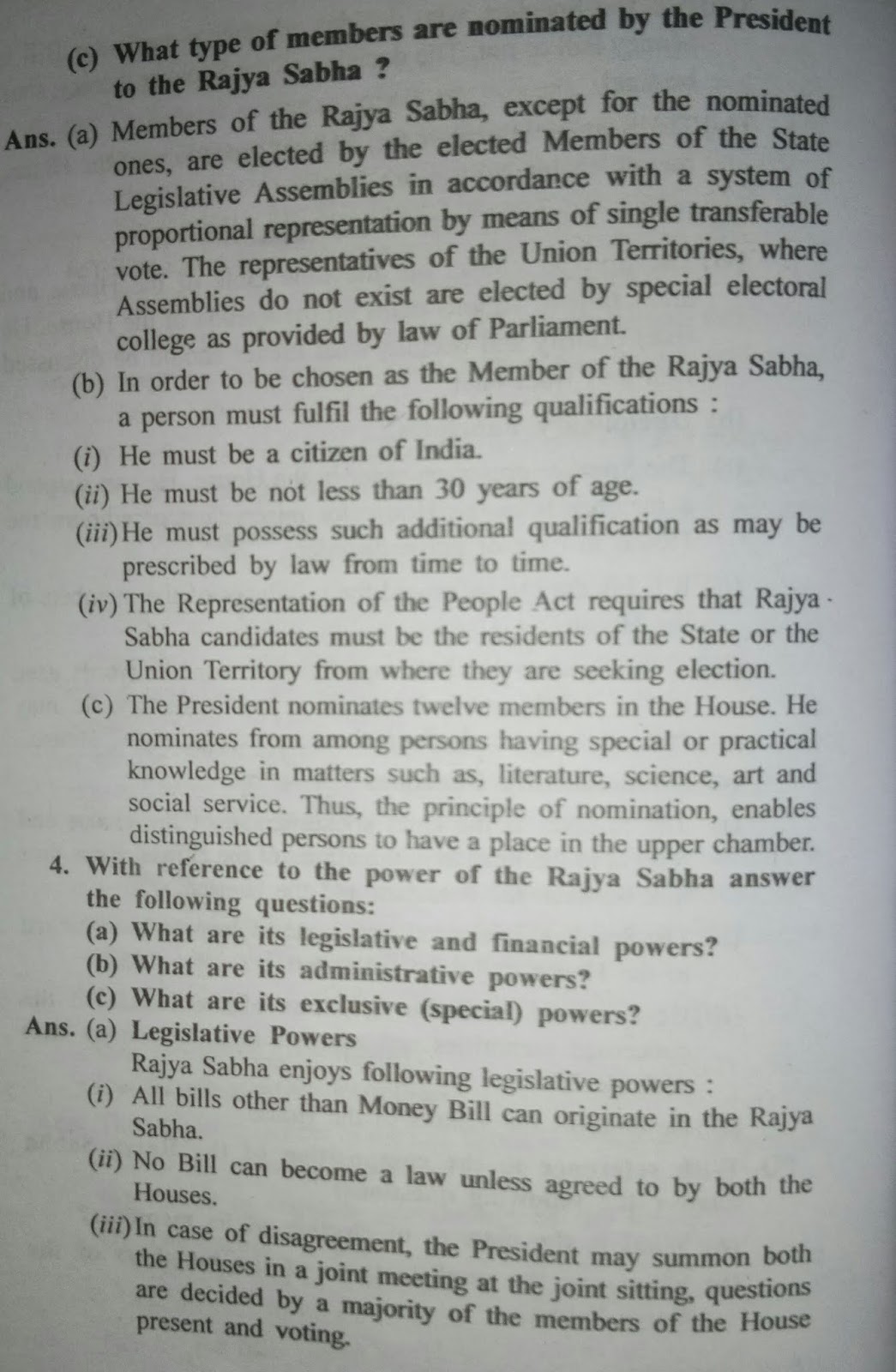 The Union Parliament - Morning Star Class 10 Civics Answers Chapter 1