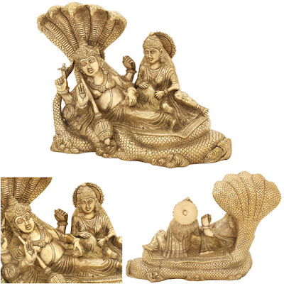 Lord Vishnu Lakshmi Brass Statue