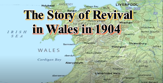 Screenshot from The Story of the 1904–1905 Welsh Revival Image shows a map of Wales with the words The Story of the Revival in Wales in 1904 superimposed at the top centre of the picture