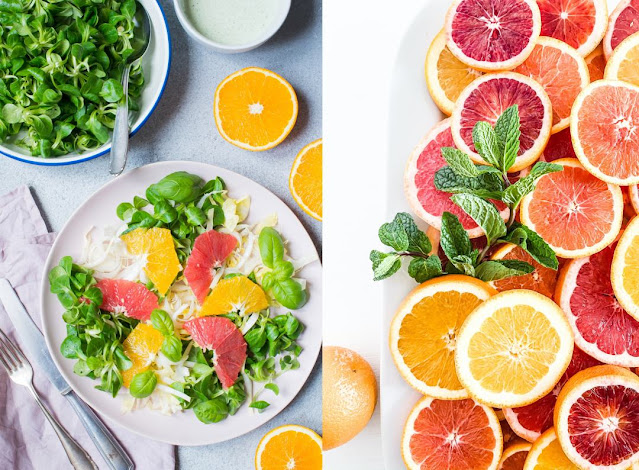 Feldsalat mit Chicorée, Grapefruit und Joghurt-Orange-Dressing